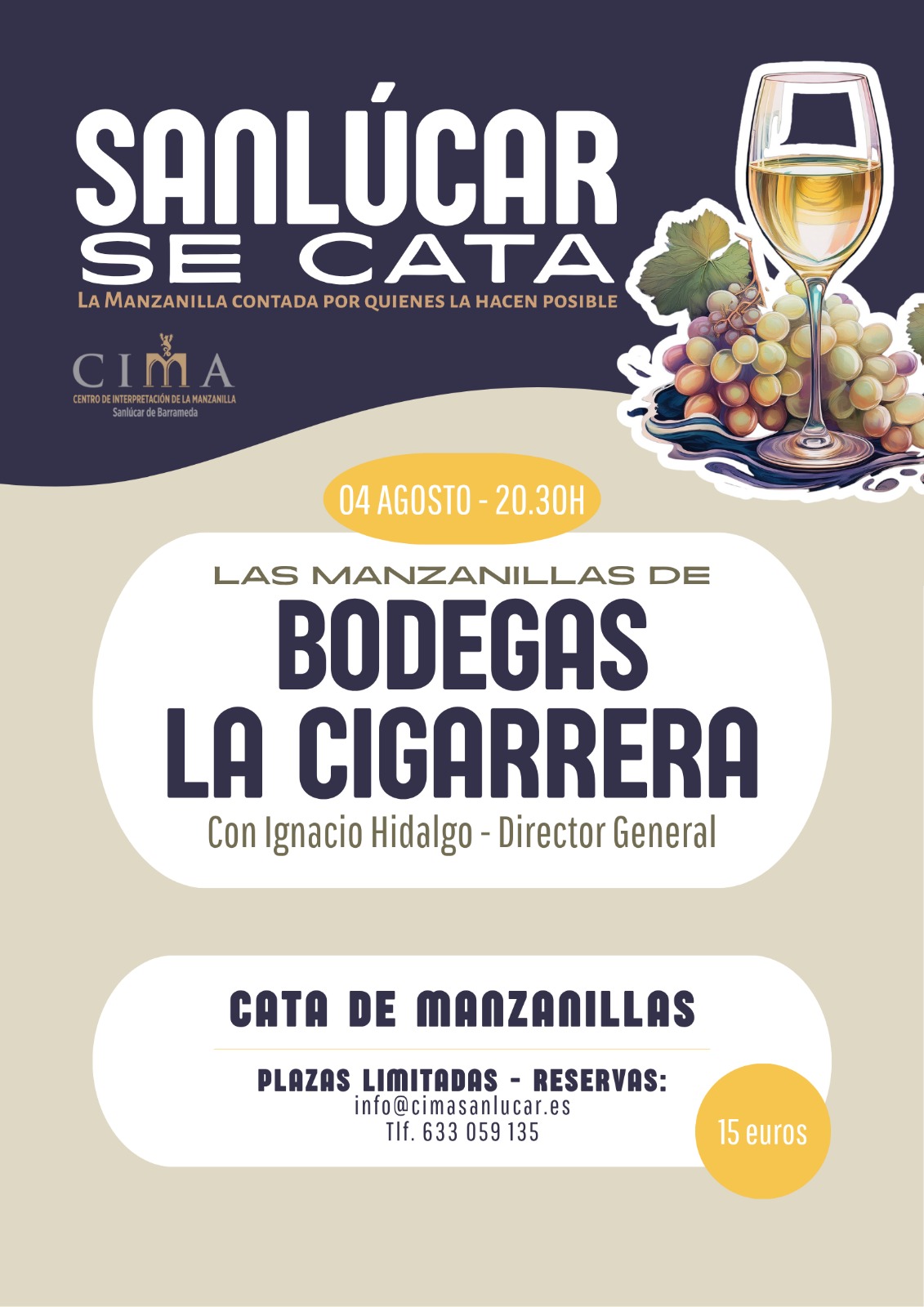 Cata de manzanillas en el Cima, lunes 4 de agosto